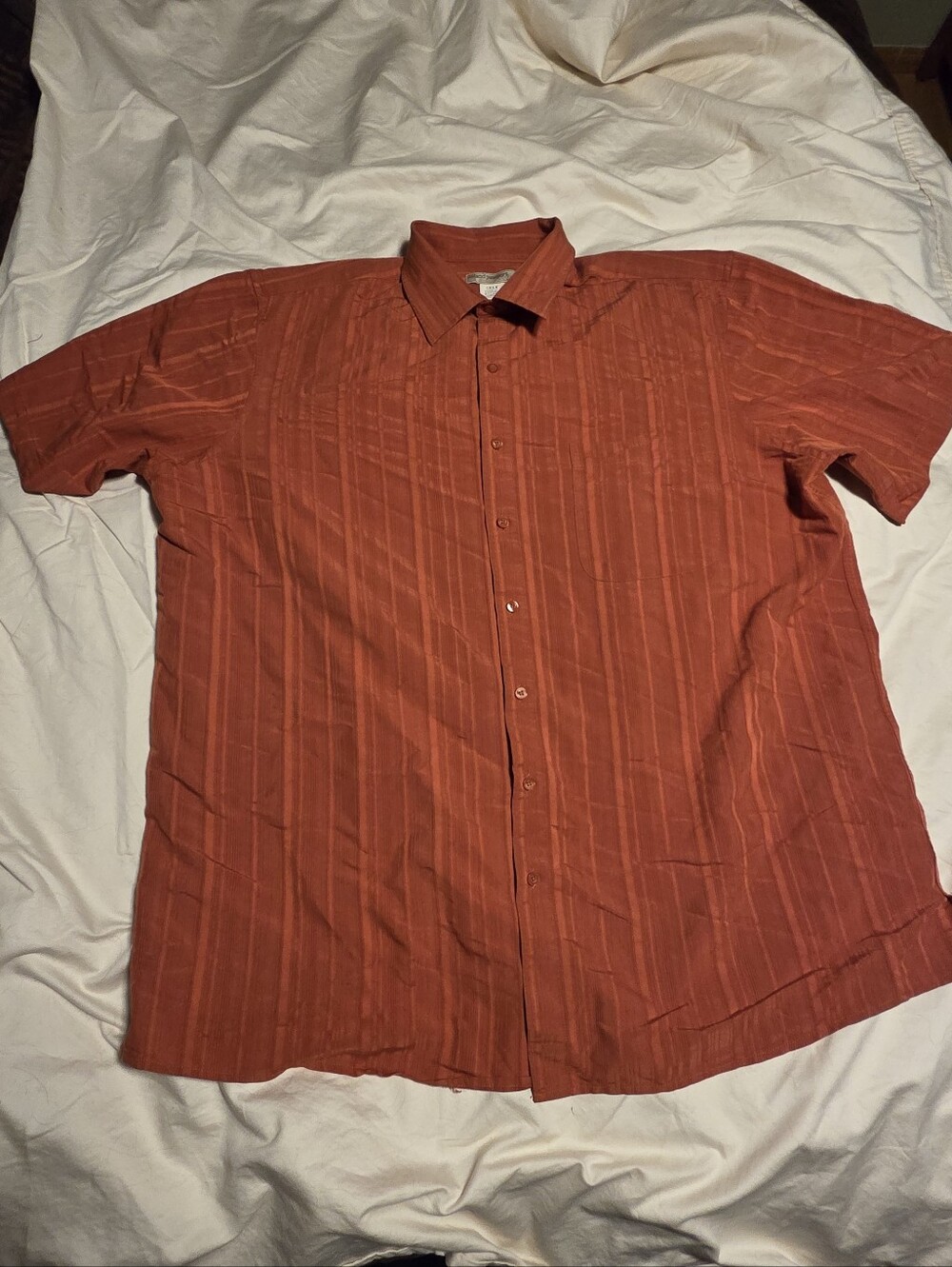 Island Passport Men's Short-Sleeve Button-Up XLT Shirt - Rust Orange